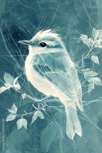 Obraz na płótnie abstract bird with lines in mint green color w salonie
