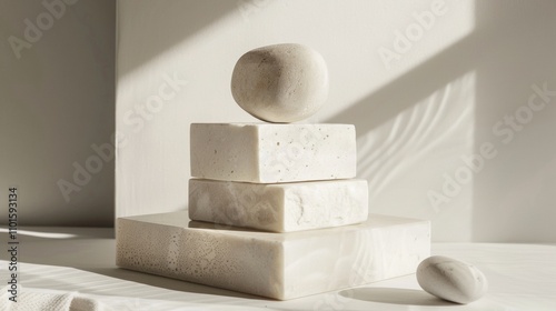 Natural stone arrangement in a minimalist setting photo