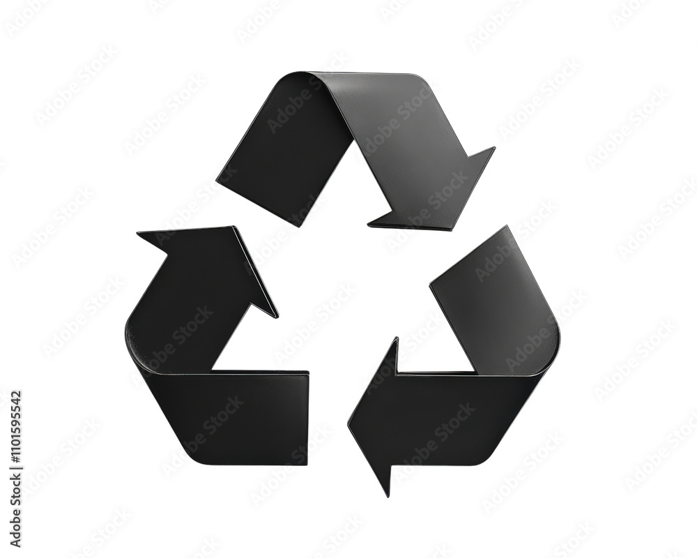 Recycling symbol in black color, representing sustainability and eco friendliness. This design emphasizes importance of recycling and environmental awareness Recycling symbol in black color, representing sustainability and eco friendliness. This design emphasizes importance of recycling and environmental awareness