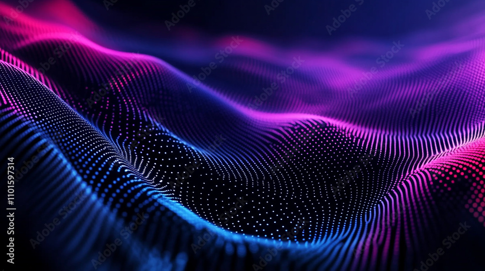 Vibrant waves of color depicting abstract digital art in dark background Vibrant waves of color depicting abstract digital art in dark background