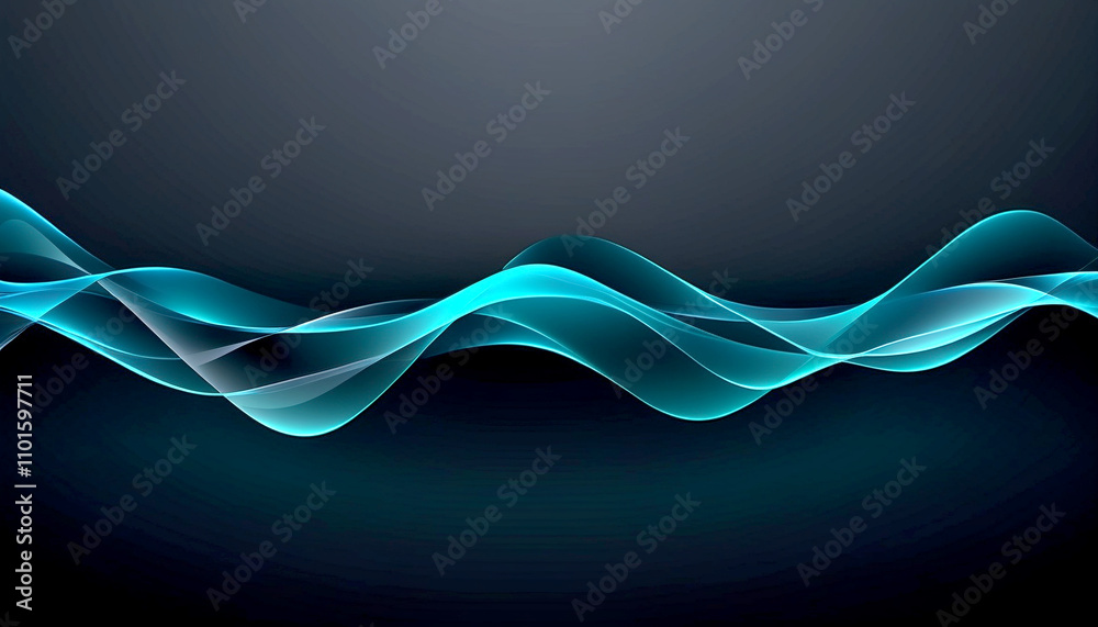 Naklejka premium Flowing waves of blue light create a mesmerizing visual in a dark backdrop