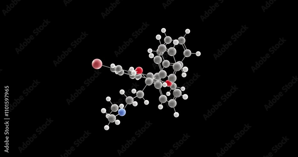 Bedaquiline molecule, rotating 3D model of antituberculosis agents, looped video on a black background Bedaquiline molecule, rotating 3D model of antituberculosis agents, looped video on a black background