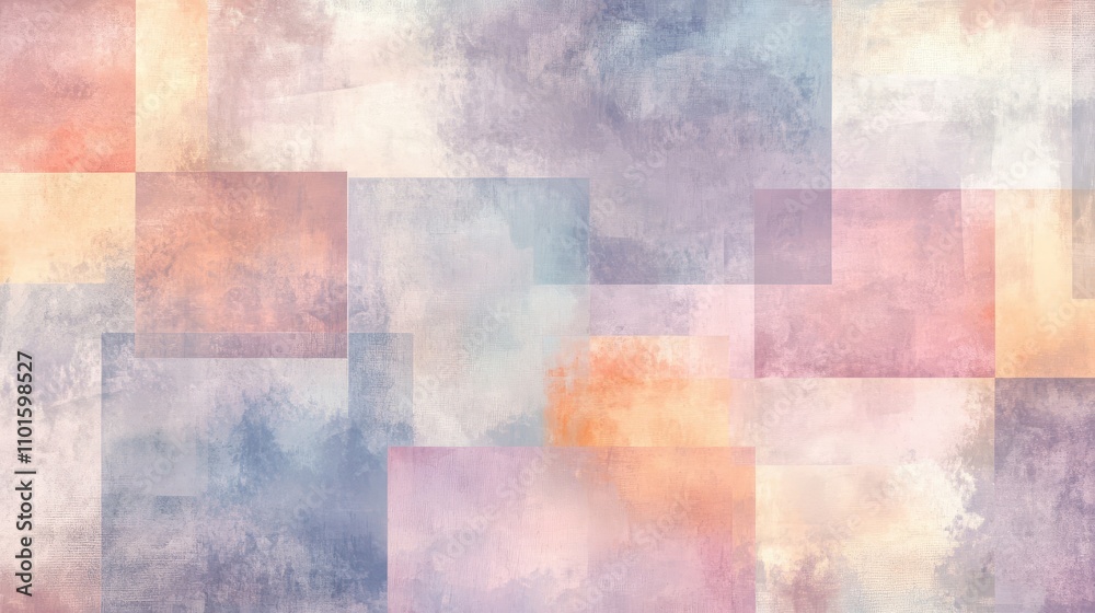 Fototapeta premium Muted pastel wallpaper with peach and lavender rectangles glowing softly