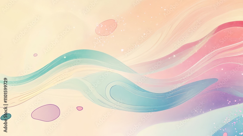 Dreamy pastel liquid designs glowing softly on yellow-to-teal comic gradients