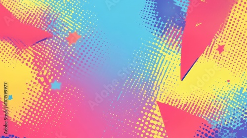 Wallpaper Mural Dynamic glowing comic patterns in bright colors blending on blue-to-lavender gradients Torontodigital.ca