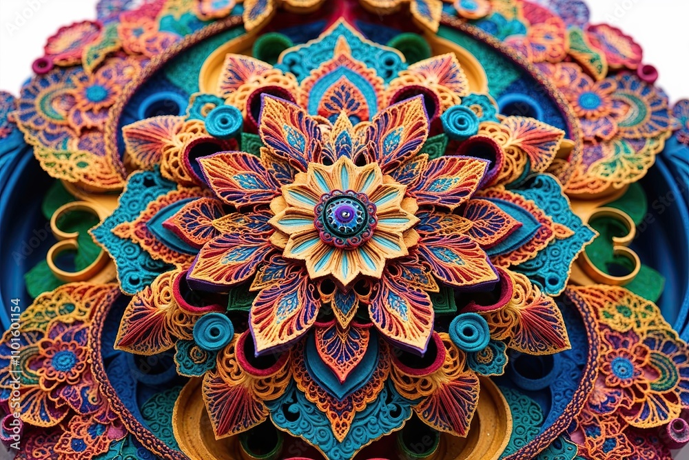 Fototapeta premium Detailed Three-Dimensional Craft: Intricate and Elaborate Design in Colorful Patterns