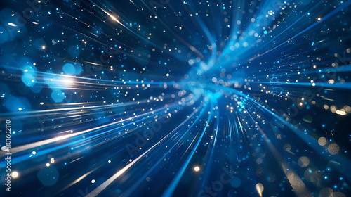 Blue Nebula Light Beams Star Dust Universe Future Unknown Creative Abstract Technology Background	
