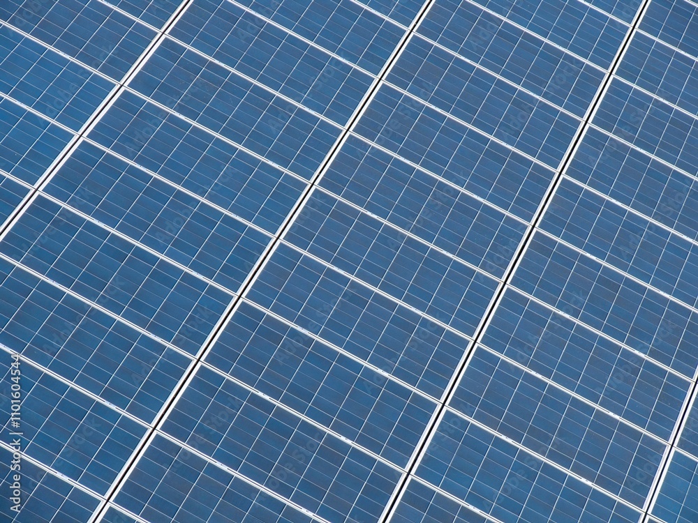 Photovoltaic panels on a roof. Photovoltaic panels on a roof.