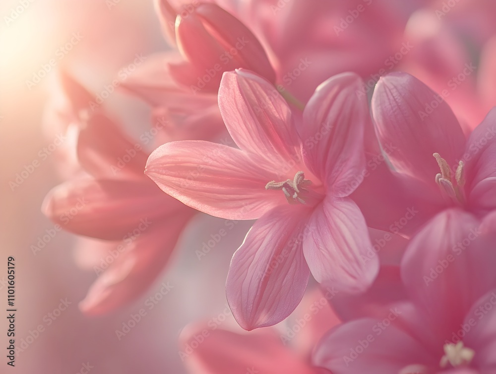 Vibrant Pink Floral Bloom in Natural Spring Garden Light