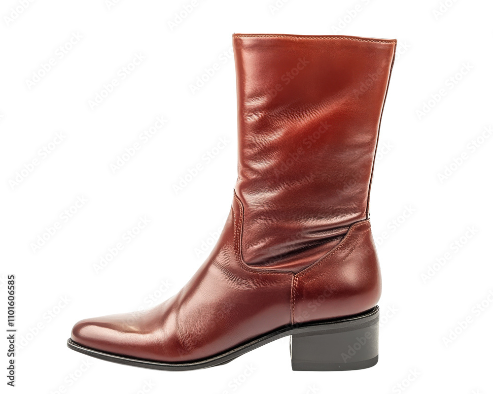 Stylish red leather ankle boot with sleek design and low heel. Perfect for modern fashion enthusiasts looking for comfort and elegance Stylish red leather ankle boot with sleek design and low heel. Perfect for modern fashion enthusiasts looking for comfort and elegance