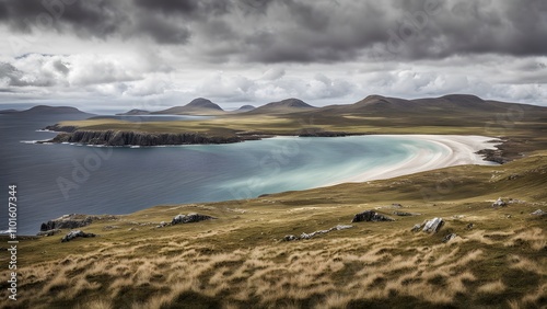 The wild windswept landscape of the outer hebrides in scotland, AI Generated