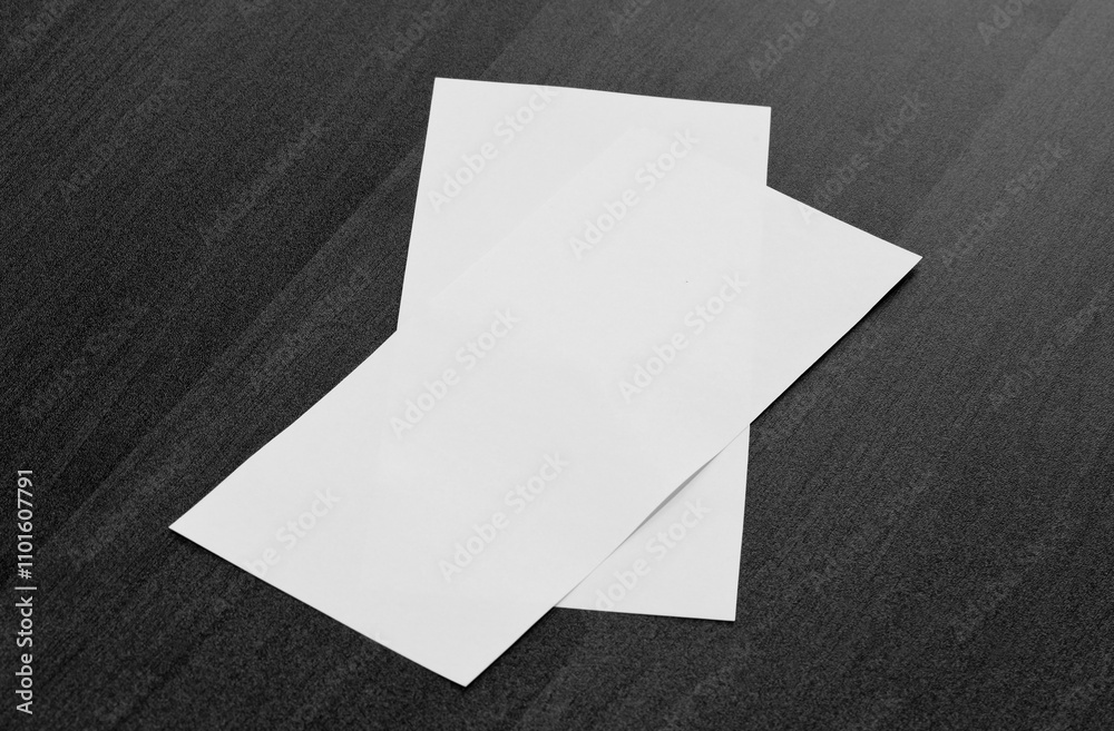 2 Flyers Mockup on isolated black wood wall background, mock-up for design, 2 sides mockup Flyer 2 Flyers Mockup on isolated black wood wall background, mock-up for design, 2 sides mockup Flyer