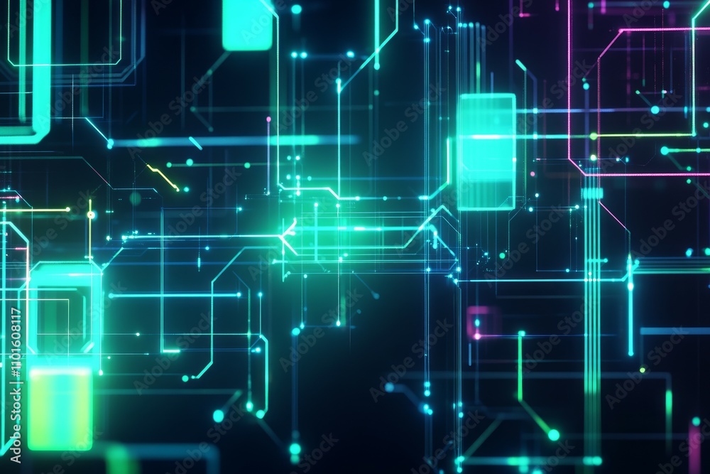 Obraz premium A futuristic AI-themed background featuring glowing circuits