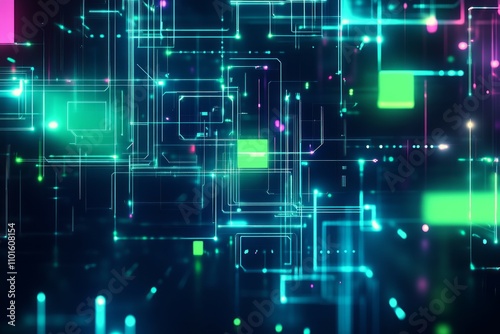 Wallpaper Mural A futuristic AI-themed background featuring glowing circuits Torontodigital.ca