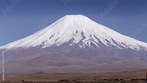 Mount ararat towering majestically snow capped and surrounded by rugged terrain, AI Generated photo