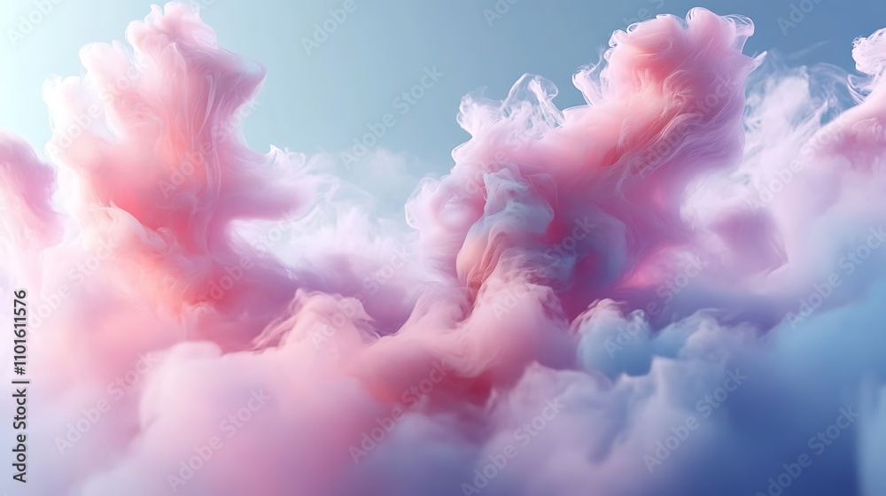 Fototapeta premium Dreamlike pastel pink and blue cloudscape, abstract texture.