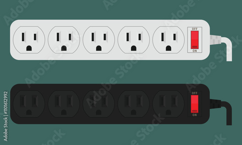 Power strips with outlets of type B. Vector illustration