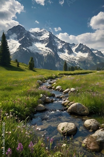 mountain landscape with lake