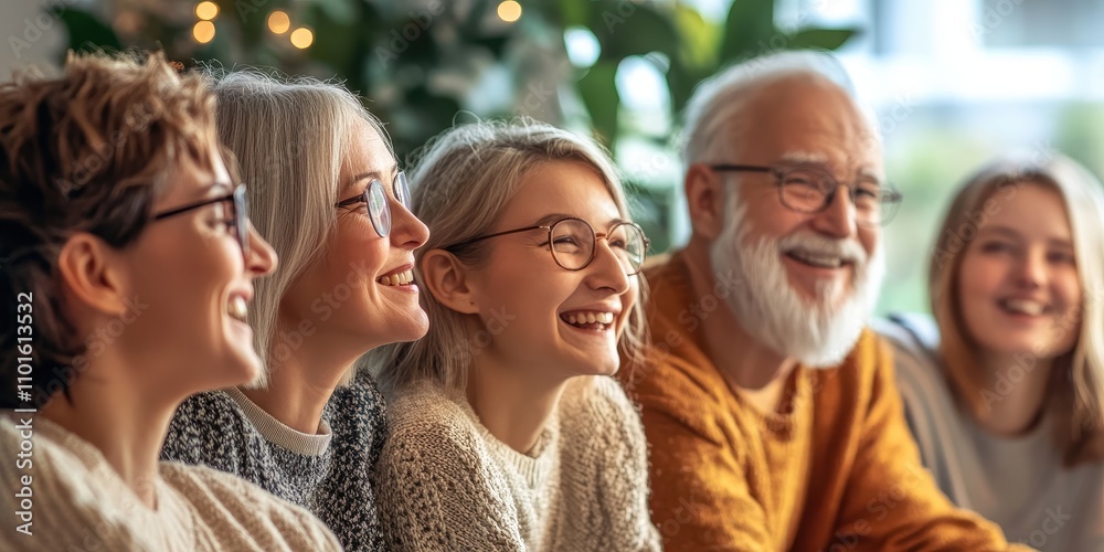 Fototapeta premium A joyful family gathering with smiles and laughter, sharing precious moments together.