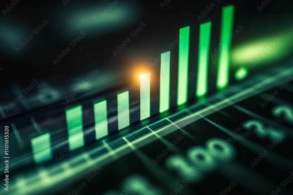 Green bar graph, with a gradual increase from left to right Green bar graph, with a gradual increase from left to right