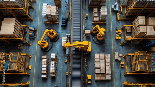 Top Down View of Robotic Arms in Minimalist Intelligent Warehouse System