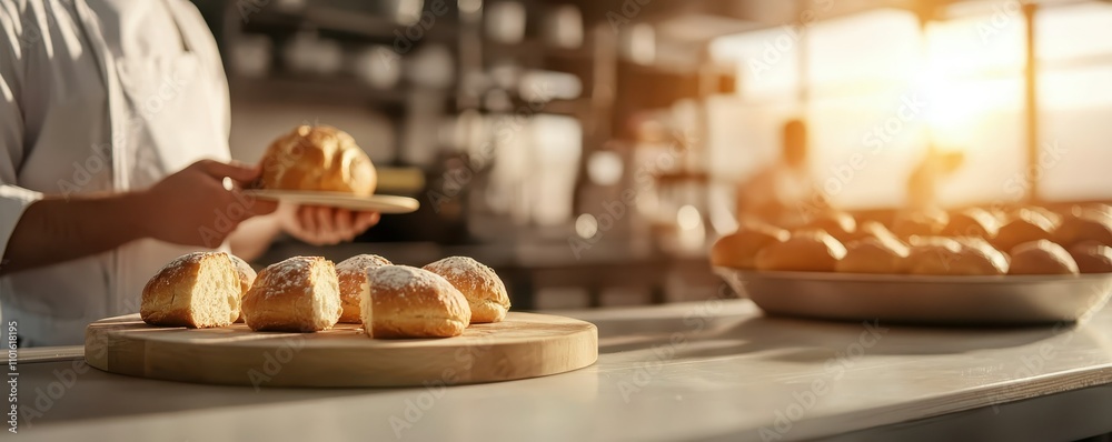 Delicious Bakery Bread Freshly Baked Bread Rolls Loaves Chef at Work Delicious Bakery Bread Freshly Baked Bread Rolls Loaves Chef at Work