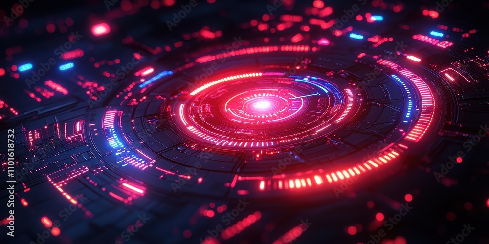 Futuristic Abstract Background Featuring Glowing Circles and Lines in Vibrant Red and Blue Colors Perfect for Technology and Science Themes Futuristic Abstract Background Featuring Glowing Circles and Lines in Vibrant Red and Blue Colors Perfect for Technology and Science Themes