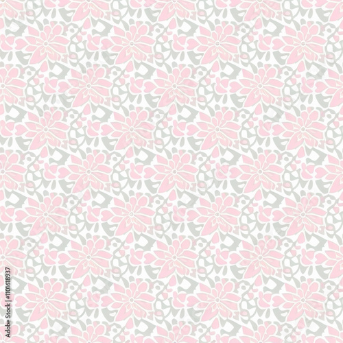 seamless pattern with pink flowers