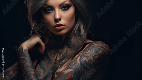 Portrait of a tattooed girl