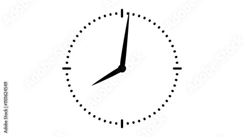 Animated clock loops 2D design, on white background. Available in 4K video render footage.