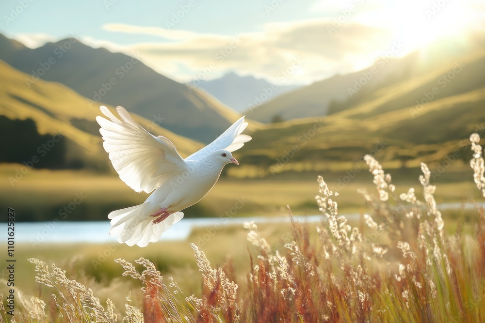 Fototapeta premium a white dove flying 