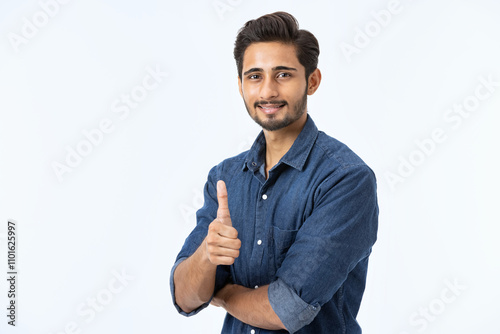 Wallpaper Mural Smiling handsome Asian man in casual green shirt and looking at camera studio shot isolated on white background
 Torontodigital.ca