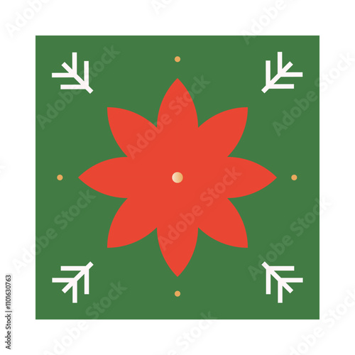 Holiday mistletoe floral ornament.Christmas and Happy New Year decor.Festive vector symbol in green and red colors.Holiday design for branding,emblems,invitations,prints,smm,covers