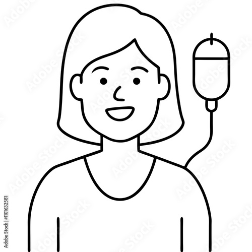 happy woman with intravenous saline drip