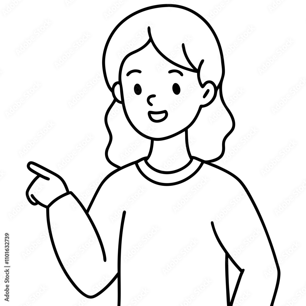 illustration of a girl pointing finger illustration of a girl pointing finger