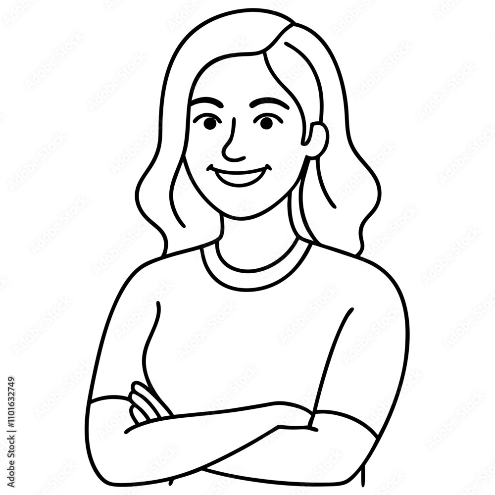 illustration of a smiling woman with her arms crossed illustration of a smiling woman with her arms crossed