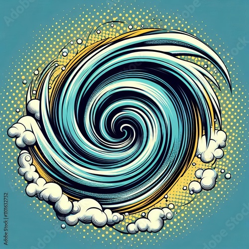 Pop art whirlpool Bold graphic representation of a swirling curr photo