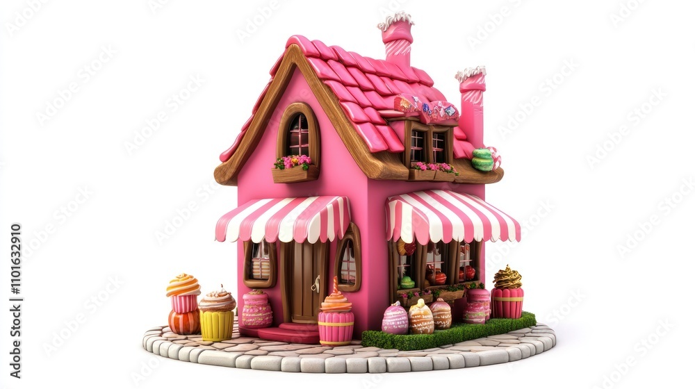 Adorable Pink Candy House With Sweet Treats Outside Adorable Pink Candy House With Sweet Treats Outside