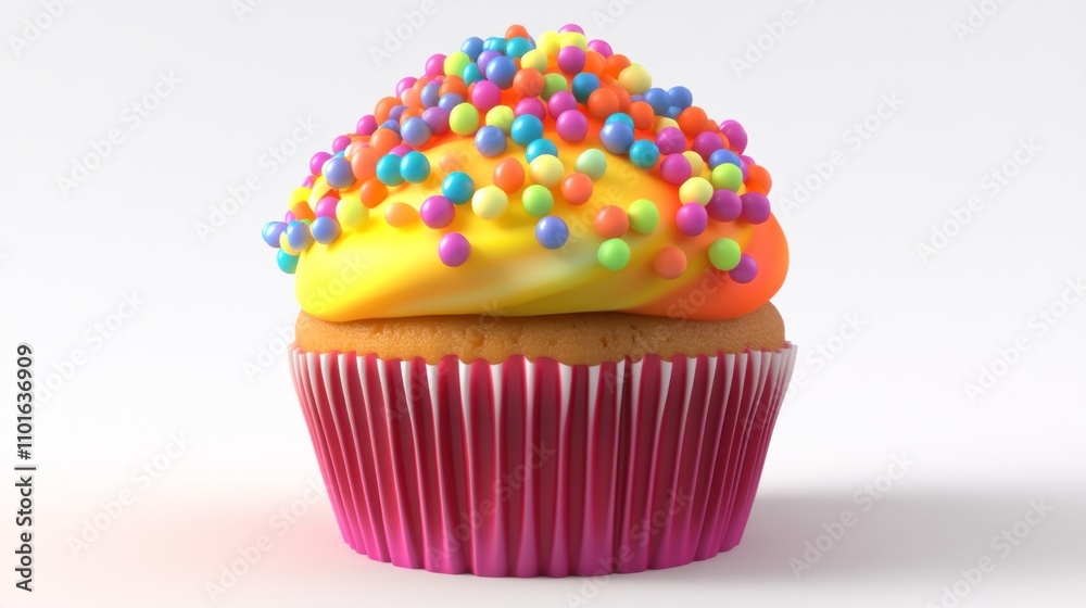 A Colorful Cupcake Topped With Sprinkles A Colorful Cupcake Topped With Sprinkles