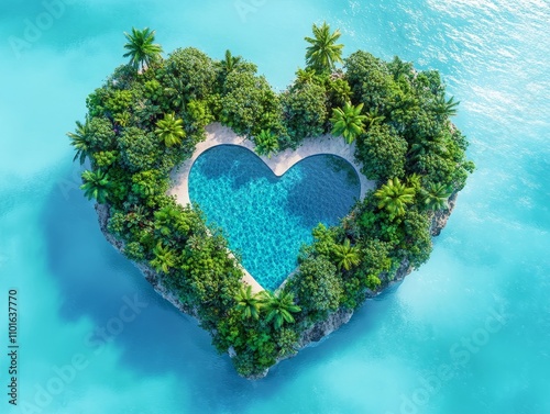 Heart-shaped Island Paradise in the Tropics