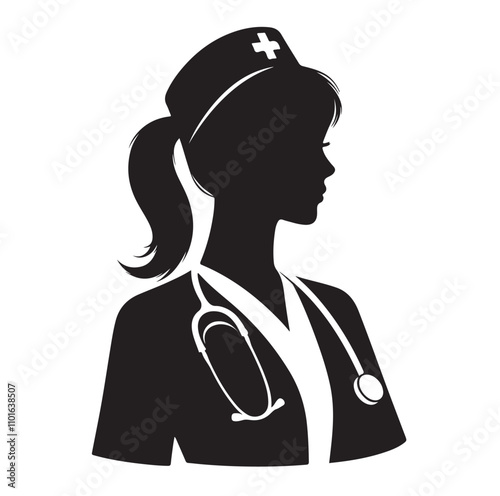 female doctor silhouette vector illustration
