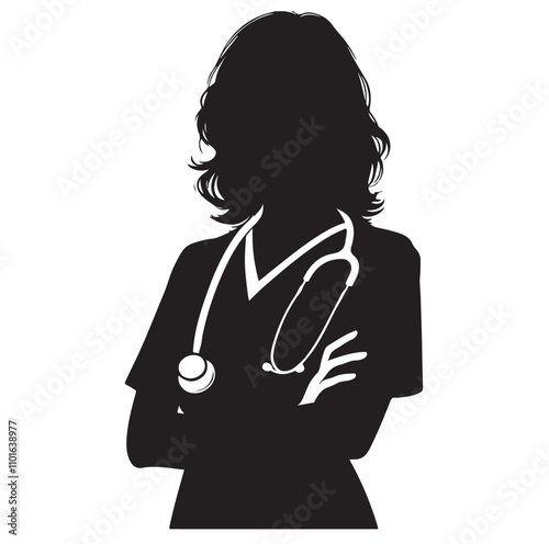 female doctor silhouette vector illustration
