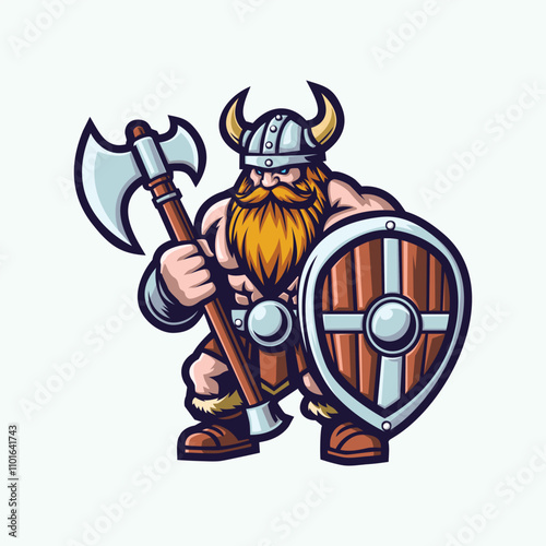 Viking Fierce Warrior Mascot Illustration