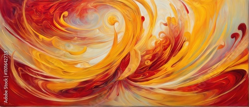 Wallpaper Mural Vibrant Abstract Art Painting with Swirling Warm Colors and Dynamic Movement Torontodigital.ca