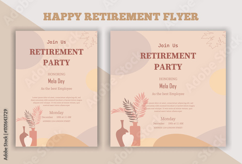 Set of retirement party invitation, square banner, instagram story and a4 poster, vector illustration eps 10 banner, vector, pension, savings, plan, brochure, fund, magazine, traditional, old, elder c