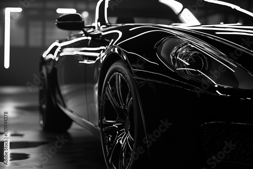 Black and White Photo of a Luxury Car