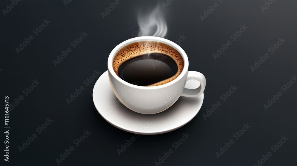 A steaming cup of black coffee sits on a saucer A steaming cup of black coffee sits on a saucer