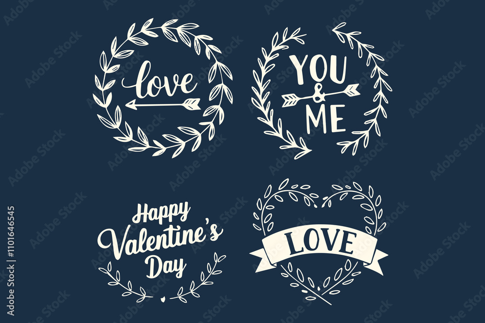Fototapeta premium Celebrating Valentine's Day with Love Icons vector
