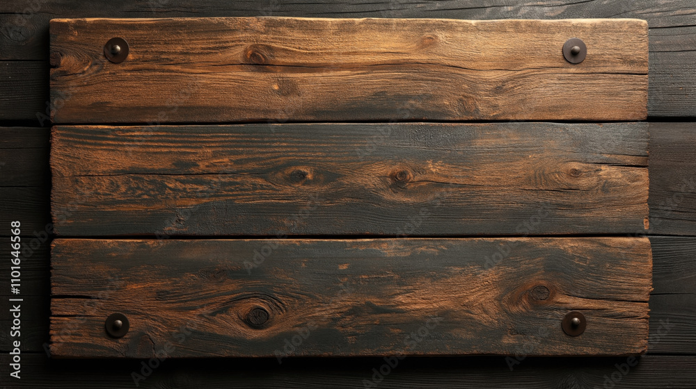Wooden planks with natural texture and metal screws on a dark background, showcasing rustic and vintage appearance. Wooden planks with natural texture and metal screws on a dark background, showcasing rustic and vintage appearance.