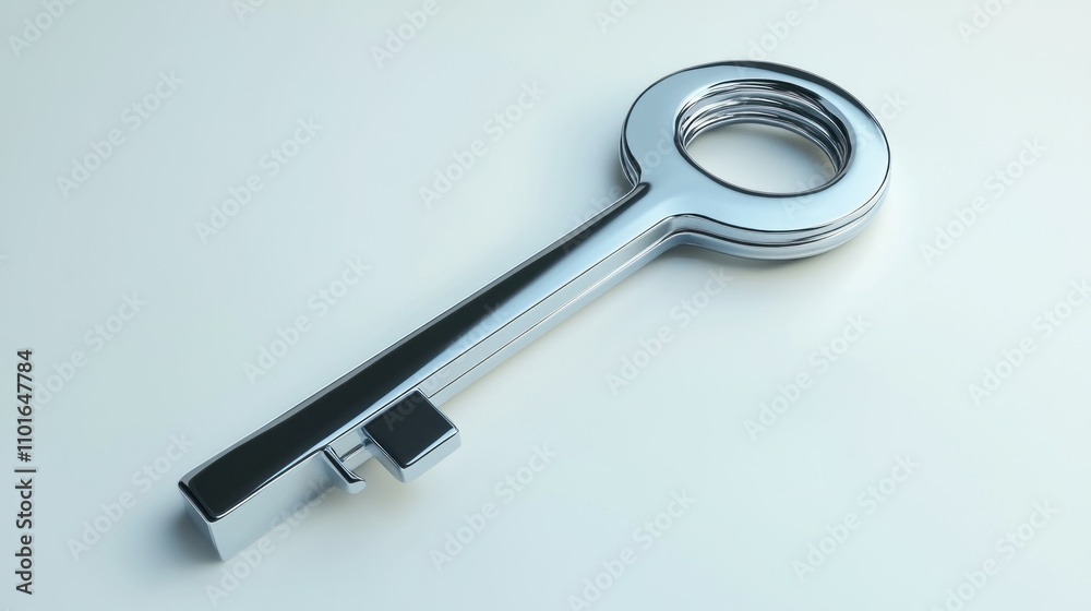 A Shiny Chrome Key on a Light Background